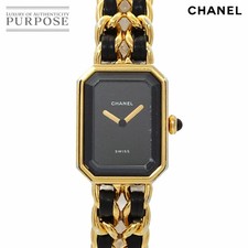 CHANEL Premiere L Size H0001 Vintage Ladies Wristwatch Black Gold Quartz Watch P