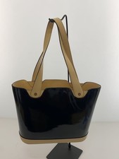 Salvatore Ferragamo Enamel Tote Shoulder Bag Black