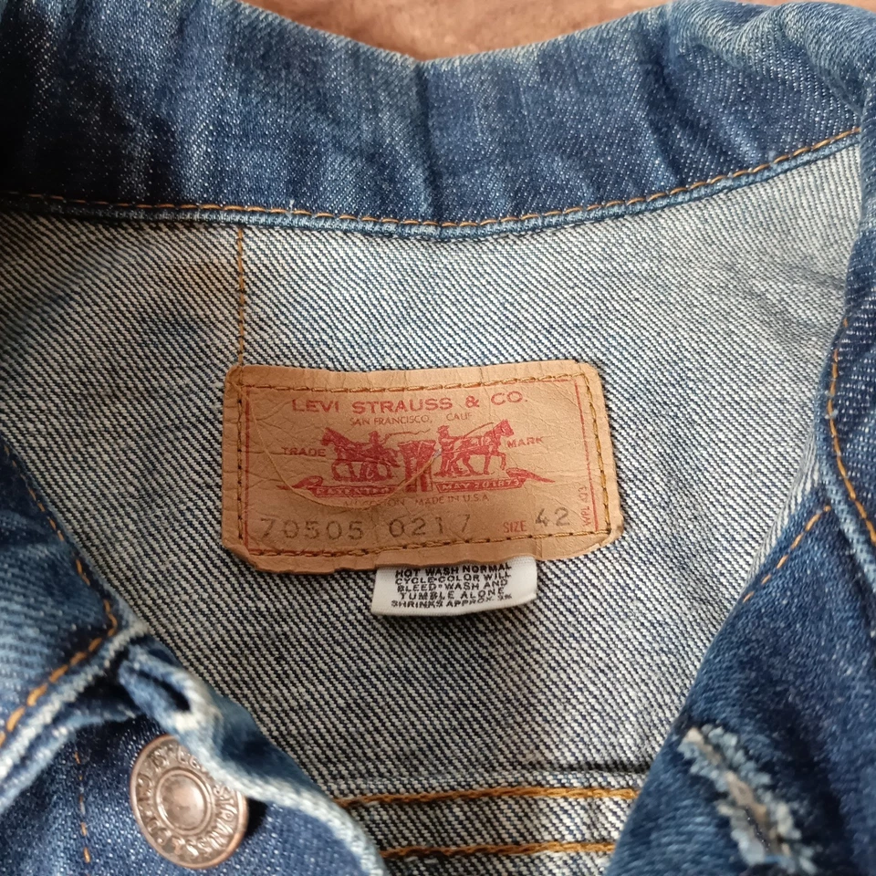 Chaqueta de camionero vaquera vintage Levi's tipo III 70505 talla 42 azul hecha en EE. UU. Foto 4 de 4