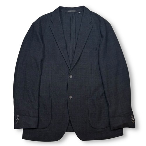 Uniqlo Wool Blend Blazer Sport Coat Two Button Jacket Navy Black Mens XL