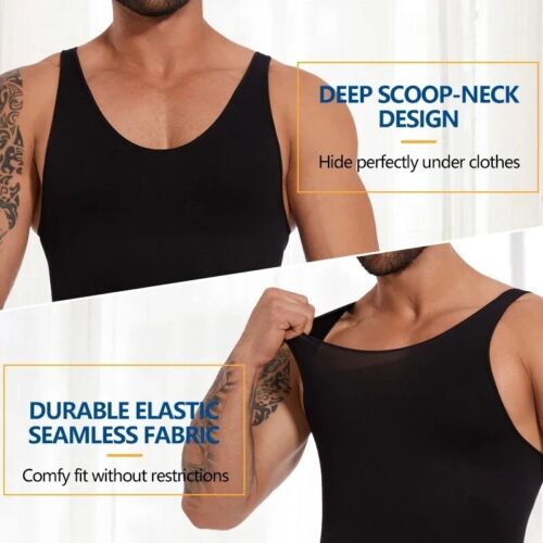 Mens Body Shaper Slimming Compression Bodysuit Tummy Control Fajas Para Hombres - Picture 5 of 16