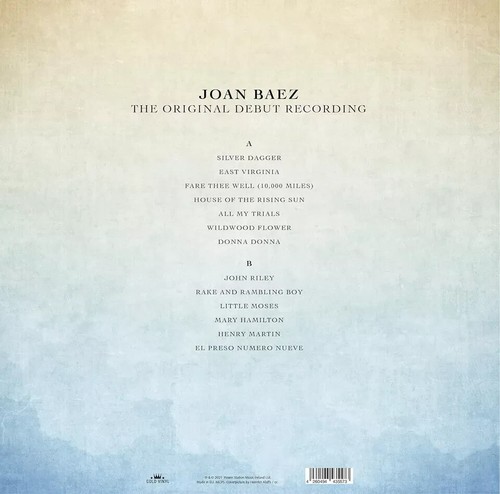 Joan Baez – Joan Baez (The Original Debut Recording) 12" LP Blue Vinyl Record - Picture 3 of 4