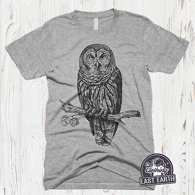 Owl On A Perch Mens PRINTED T-SHIRT Animal Branch