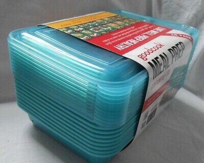 GoodCook Meal Prep Snack Containers & Lids 10ct 2 Compartments Small Teal  Lunch