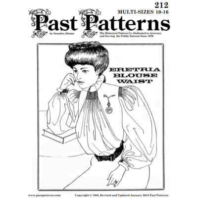 Past Patterns 0212 - Mid 1890s Eretria Blouse Waist sewing pattern bust 33''-37''