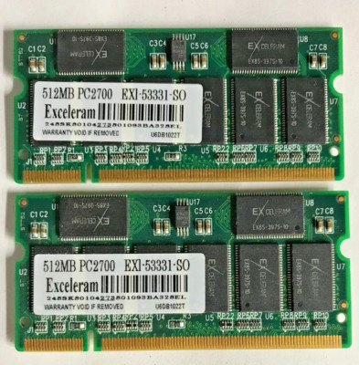 Exceleram 1GB (2x512MB) DDR1 SO-DIMM EX1-53331-SO PC-2700  #R2081