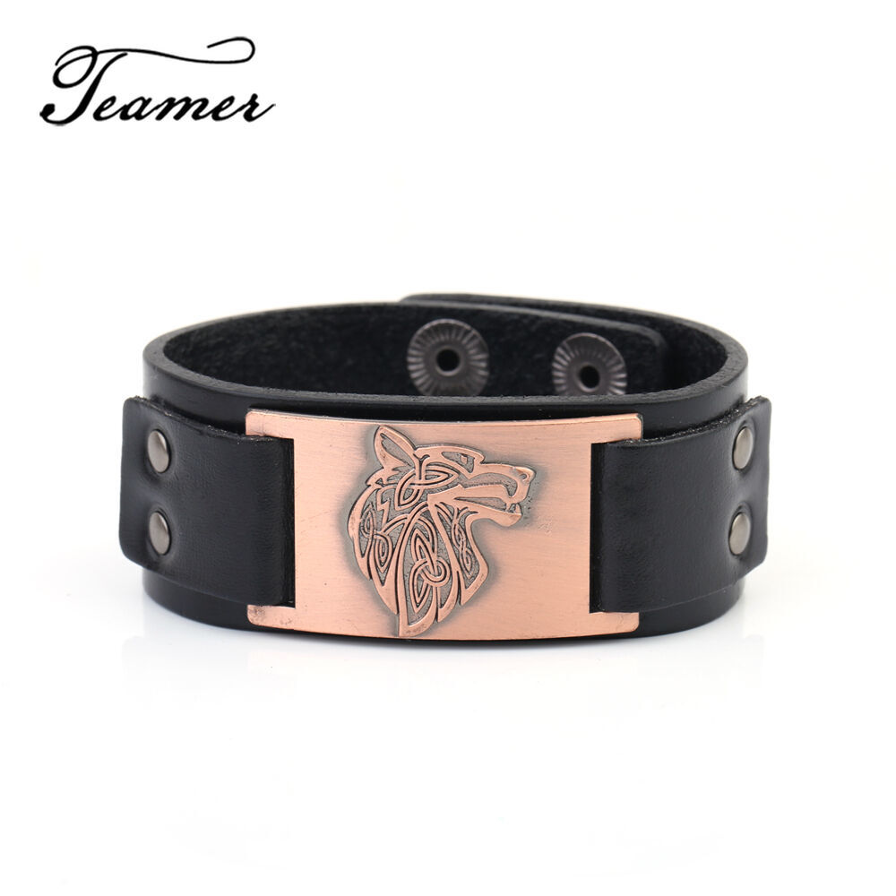 Viking Wolf Paw Leather Bracelet For Men - Norse Runes Cuff, Adjustable, Pagan Amulet, Punk Fashion Jewelry - View #9