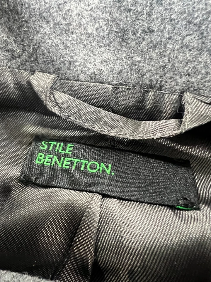 Stile Benetton женщин серый шерсти смесь Peacoat Куртка Пальто карманы размер 42 - Изображение 2 из 4