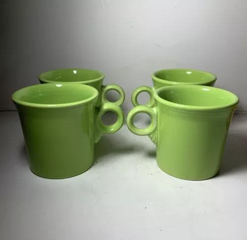 Fiesta Ware VINTAGE CHARTREUSE Homer Laughlin coffee Mugs Circa 1999 Set Of 4