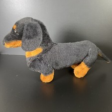Melissa  Doug Dachshund Wiener Dog Black Brown Realistic Stuffed Plush Toy 16"