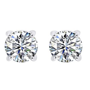 Authentic 3 Ct Simulated Diamond 14K White Gold Plated Solitaire Stud Earrings Push Back