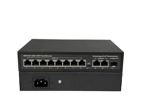 8-Port Gigabit+2 Gigabit+1 Gigabit SFP Full Gigabit POE Switch with Power Cord