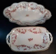 Vintage Limoges Bonechina Sandwich Trays Tray 1. Altrou 2. EAP  Czechoslovakia
