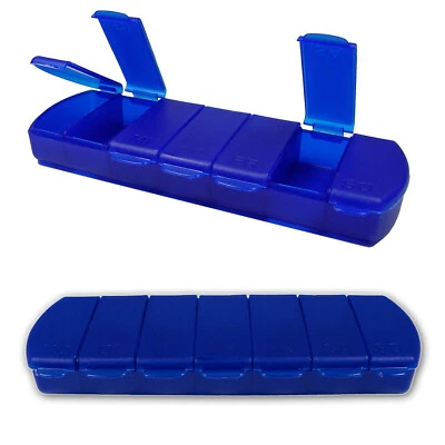 2 x Pillendose Tablettenbox "Seven Days"  7 Tage blau deutsch - Bild 1 von 3