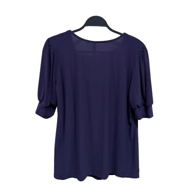 売れ筋商品|||ニューヨークコレクション カットソー トップス レディース Petite Short Sleeve Balloon Sleeve Top Purple NY Collection NWT Womens Size L Purple Short Sleeve Balloon