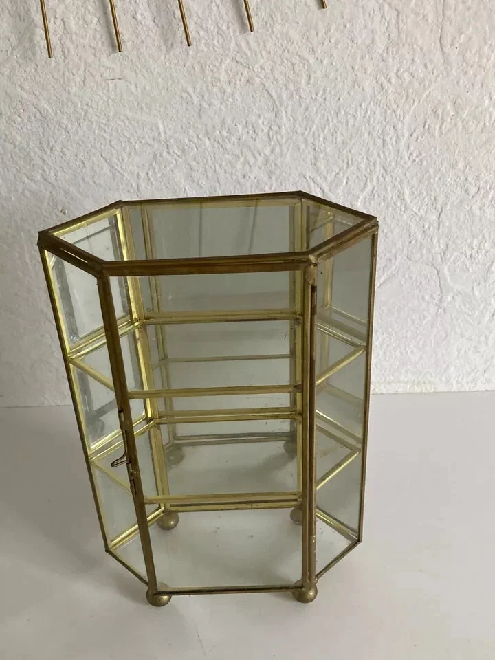 7 ⚜️ Ancienne Petite Vitrine Décoratif en Laiton Vintage - Photo 4/4