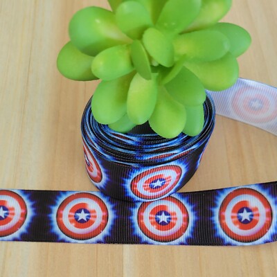 1 inch (1 YD) Captain America Grosgrain Ribbon Superhero Marvel ...