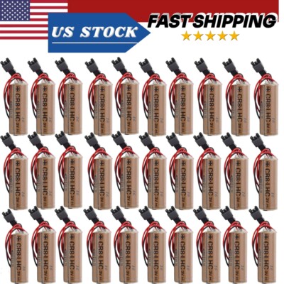 30x CR8.LHC 17450 3V PLC FDK CR8 LHC Battery with Black Plug Backup Power Source