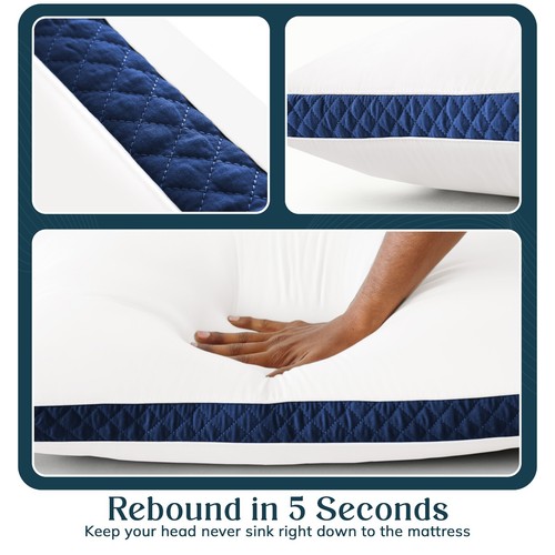 Classic Pillows Pack of 2 Gusseted Bed Sleeping Down Alternative Quilted Pillows - Picture 34 of 37