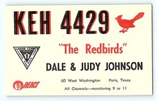 CB Radio QSL Card KEH-4429 The Redbirds Dal Judy Johnson Paris Texas Postcard F1