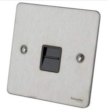 Schneider Ultimate Stainless Steel Black Interior Single Bt Master Phone Point
