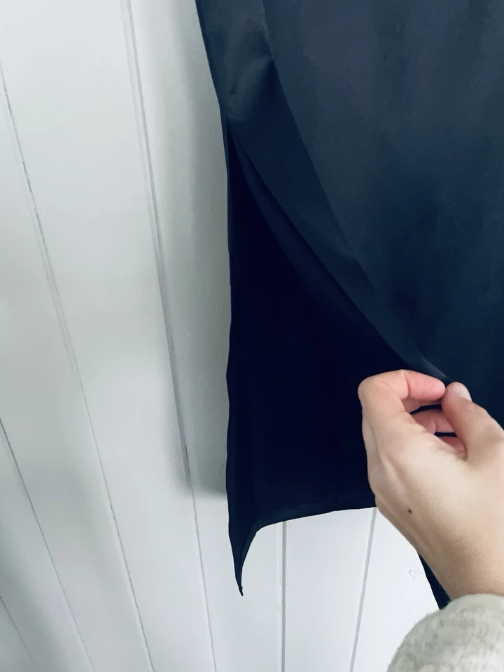 Maxi Falda Vintage Byer Too Satén Columna Larga 9 Aberturas Laterales Altas Club Niño Gótico Foto 4 de 4