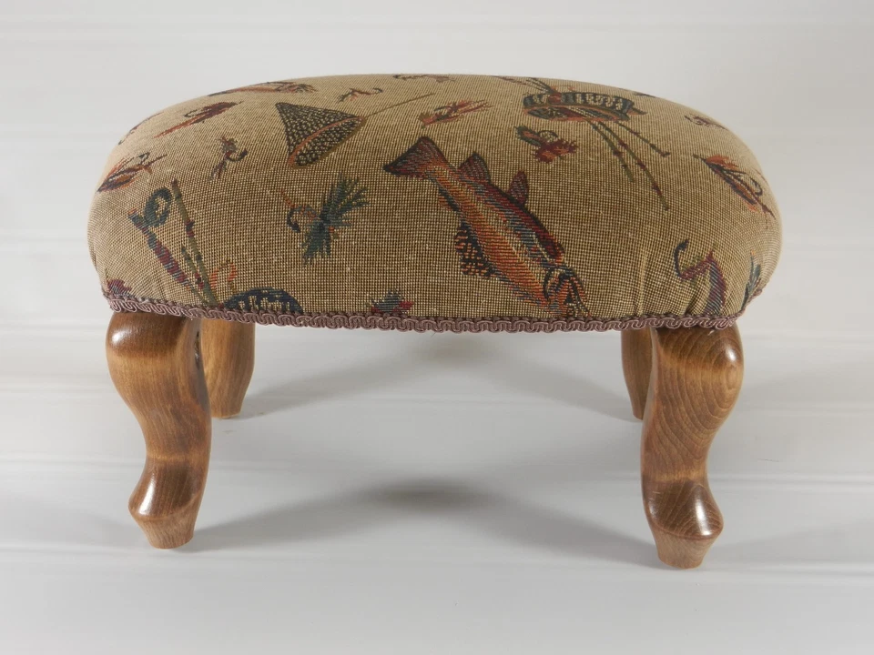 Pictorial Tapestry Hand Made Queen Anne Footstools - Image 4 of 4