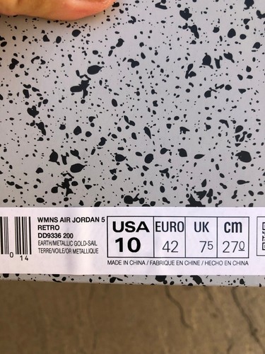 Women 10, Men 8.5 Nike Air Jordan 5 Retro Golden Ticket DD9336-200 Earth Gold - Picture 7 of 7