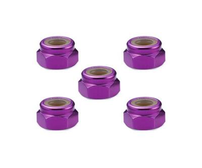 Square R/C 4mm Aluminum Lock Nuts (Purple) 5 pcs.