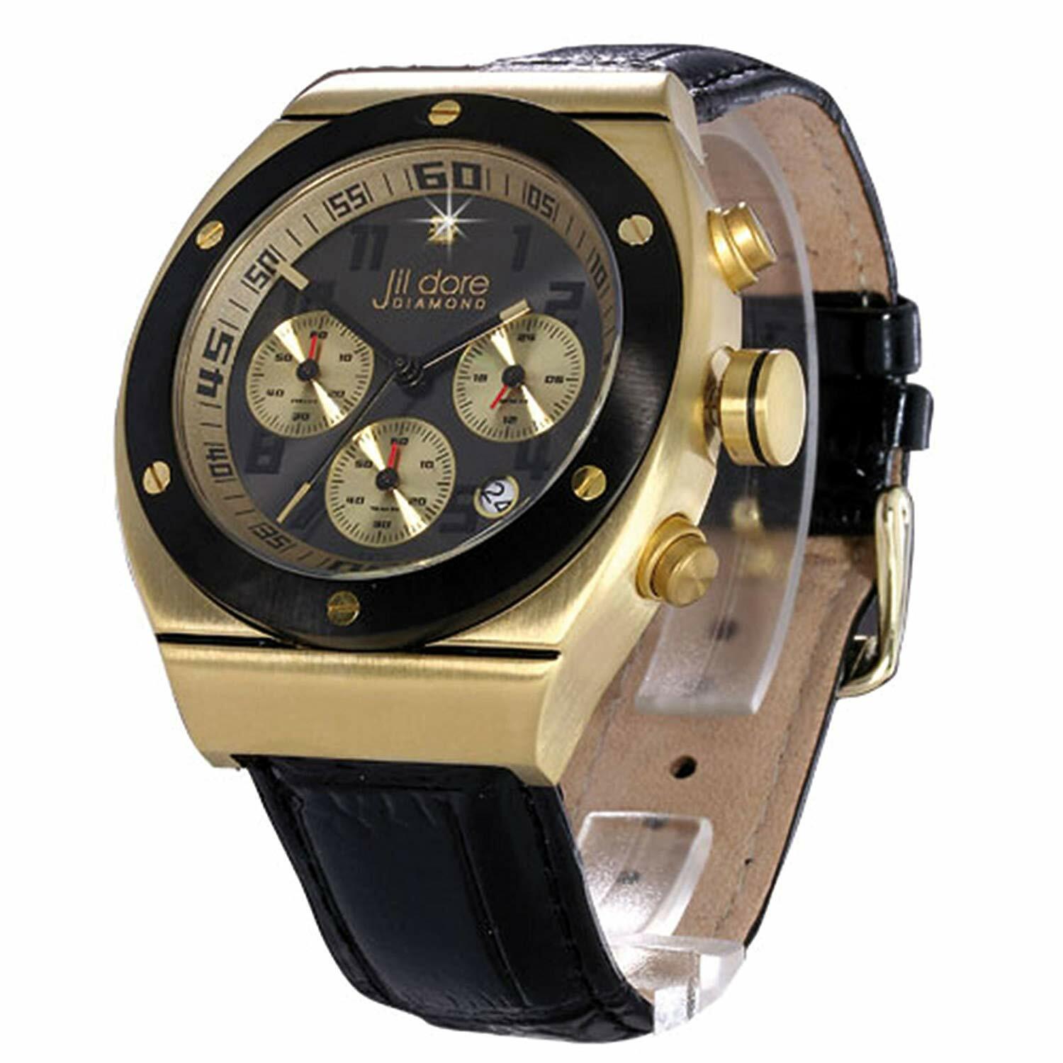 Montre homme luxe diamant cadran chronographe acier inoxydable argent
