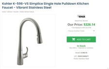 Kohler Simplice Single Hole Pull Down Kitchen Faucet - Polished Chrome