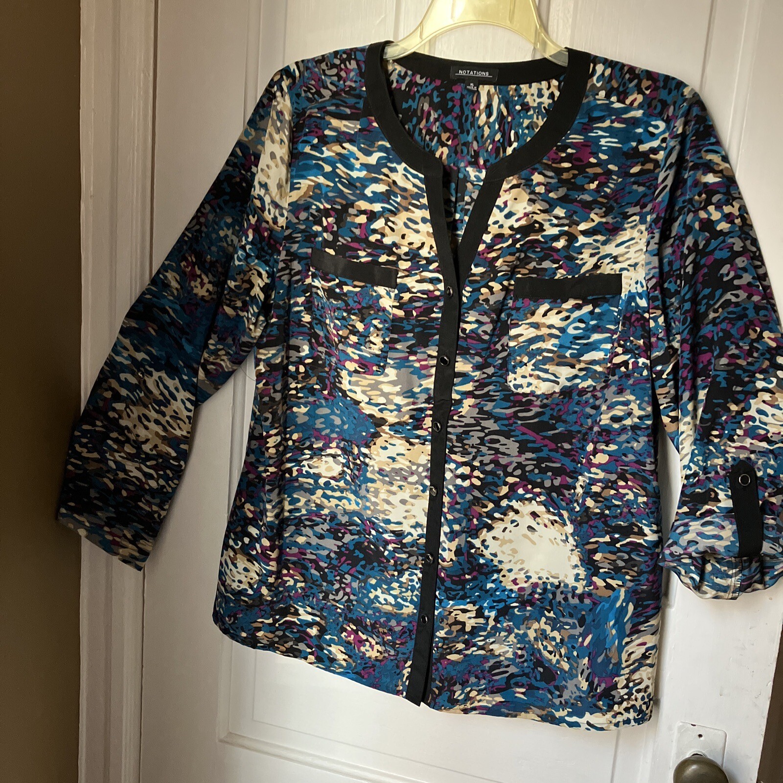 Women’s Notations Multi Colored button Down shirt… - image 13