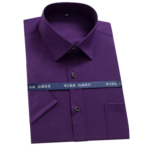 Mens Formal Shirts Office Short Sleeves No Iron Bussiness Casual Summer Elastic - Picture 6 of 26
