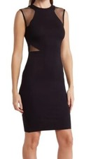 NWT French Connection Womens Black 'Viven' Mesh Inset Body-Con Dress LBD Sexy 12