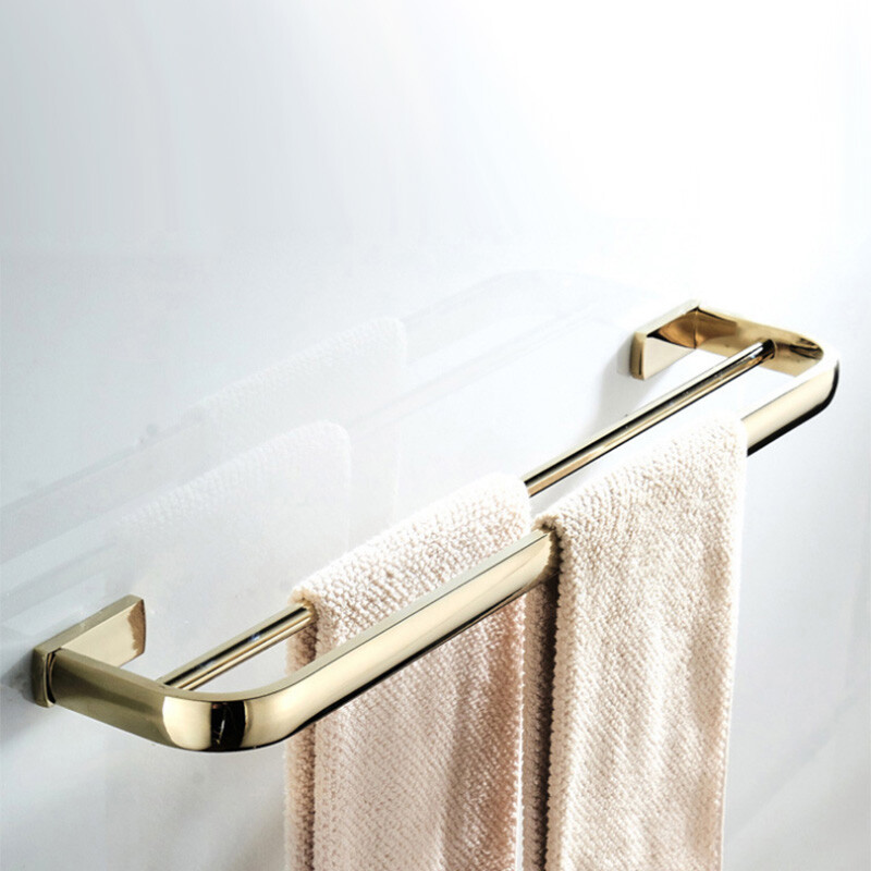 Polished Gold Bathroom Hardware Set Accessories Rack Coat Towel Shelf