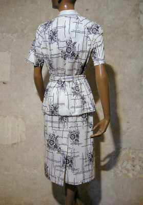 Ensemble Vintage Chic Années 60 - Jupe Et Haut En Jersey - Taille 36/38 - Multicouleur - Occasion Très Bon état