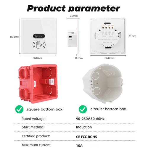 100-240V Wall Smart Light Switch Infrared Wave Induction Wireless Switch (White) - Bild 10 von 12