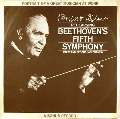 COLUMBIA 2-EYE BONUS LP Bruno Walter BEETHOVEN Symphony #5 REHEARSAL WM-2 EX