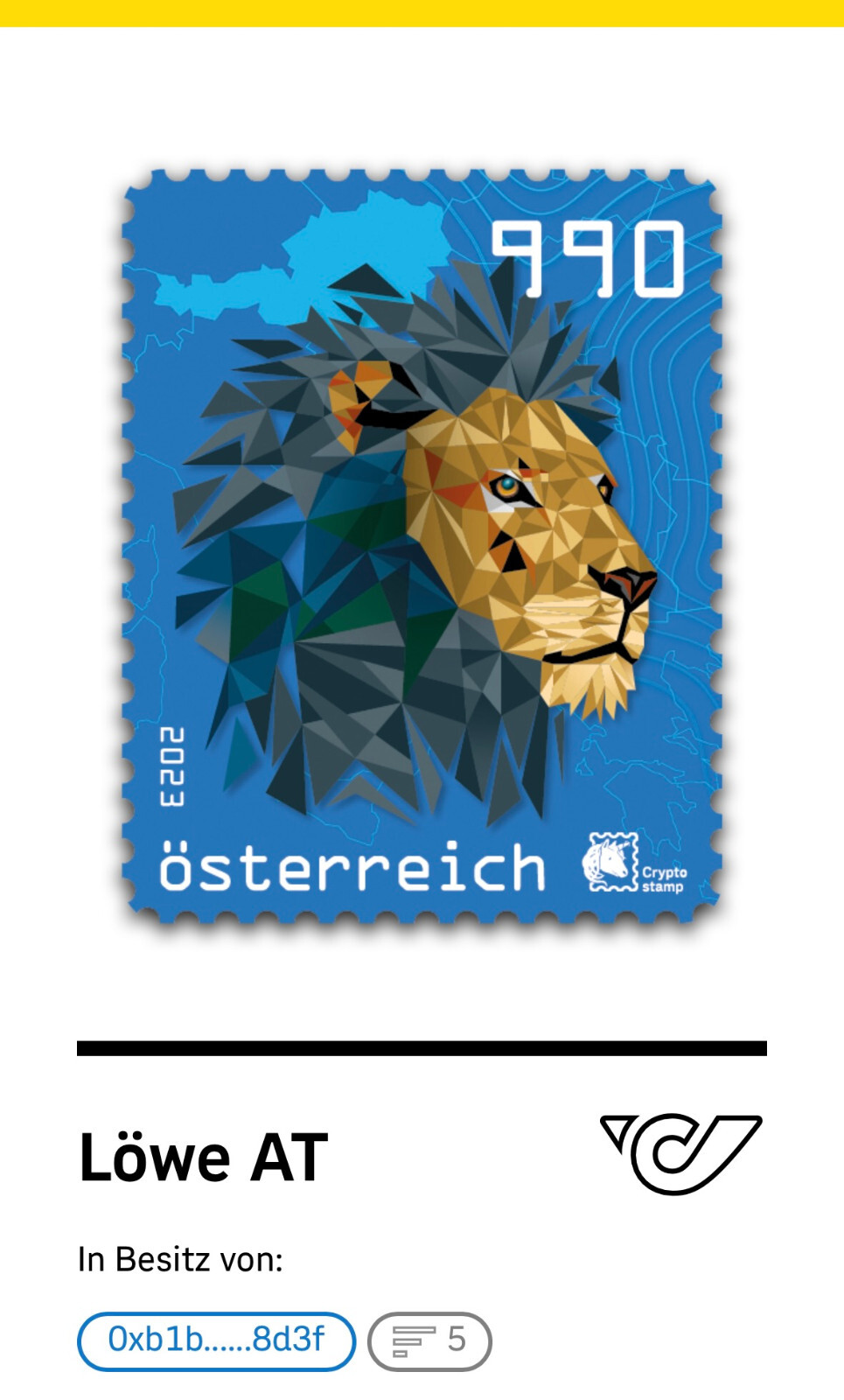 K-5a) Österreich Austria 2023 Löwe AT blau postfrisch 5-stellig Auflage  5333 Stk