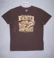 Roadster Shirt Adult Extra Large Brown Graphic Drag Racing Detroit Michigan Mens