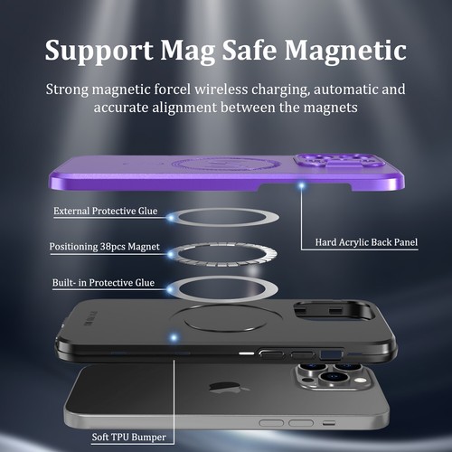 For iPhone 15 Pro Max Plus Safe Case Magnetic Camera Kickstand Phone Cover - Picture 42 of 61