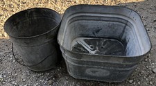 Galvanized Square Metal Wash Tub & 5 Gallon Bucket Vintage washtub pail