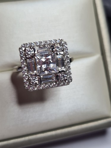 Swarovski Zirkonia Doppelhalo Ring Sterlingsilber GRÖSSE N