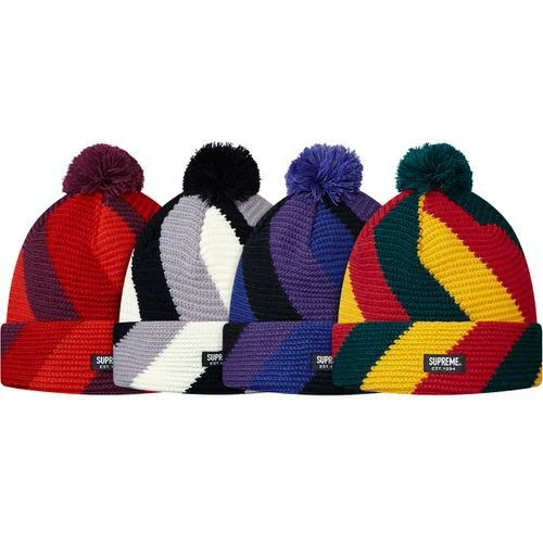Supreme Diagonal Stripe Beanie violet taille unique F/W 13