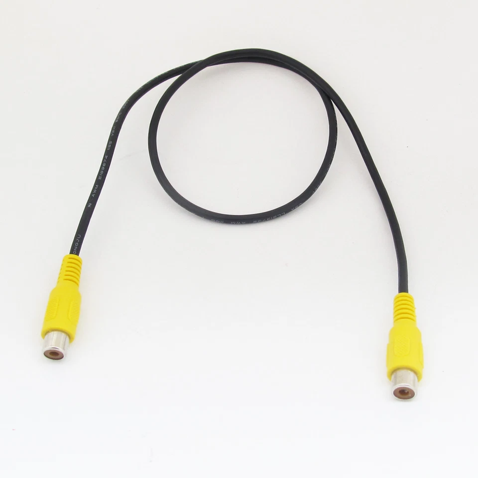 10pcs 0.6M/2ft Yellow Phono RCA Female to Female Extension Adapter Cable Black - Image 3 of 4