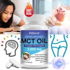 MCT Oil 3000mg Capsules For Skin Care, Weight Loss, Immune Support, & Brain