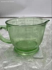 Vintage Green Uranium Depression Glass Pedestal Base Embossed Measuring Cup
