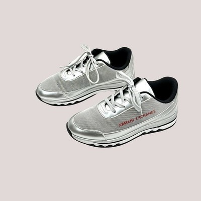 Armani Exchange Silver Metallic Mesh Sneakers  Authentic  Women s 7M