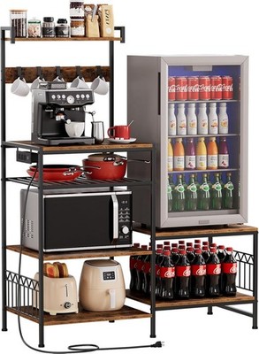 Portin Mini Fridge Stand 7 Tier Power Outlet S-Hooks Black