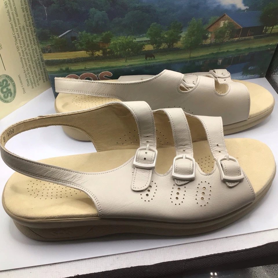 SAS Women's Comfort Shoes Cozy Sandal Trio II Bone 9 WW Made In the USA - Image 3 of 4